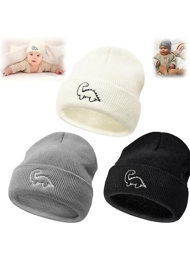 GIFT 3 PCS Unisex Baby Beanie Cute Baby Winter Hat Warm Infant Baby Caps Preemie Hats，0-3 Years - Image 1